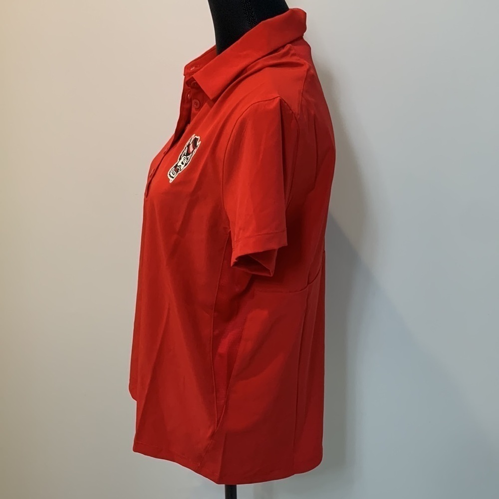 New Adidas Red NC State Collegiate License Short Sleeve Polo Top Shirt Women M - Picture 3 of 7